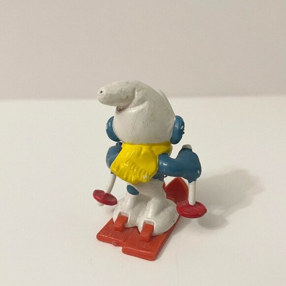 Vintage The Smurfs Skier Smurf Snow Skiing Ski Poles Toy Figurine - Picture 4 of 16